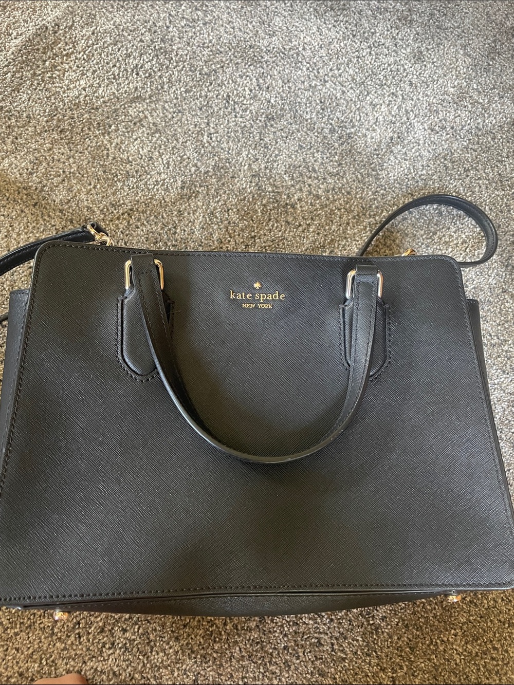 kate spade Black Saffiano Satchel with Gold Hardware
